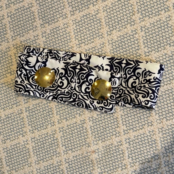 S - Elizabeth McKay Elegant Blue and White Patterned Dress - Picture 4 of 4